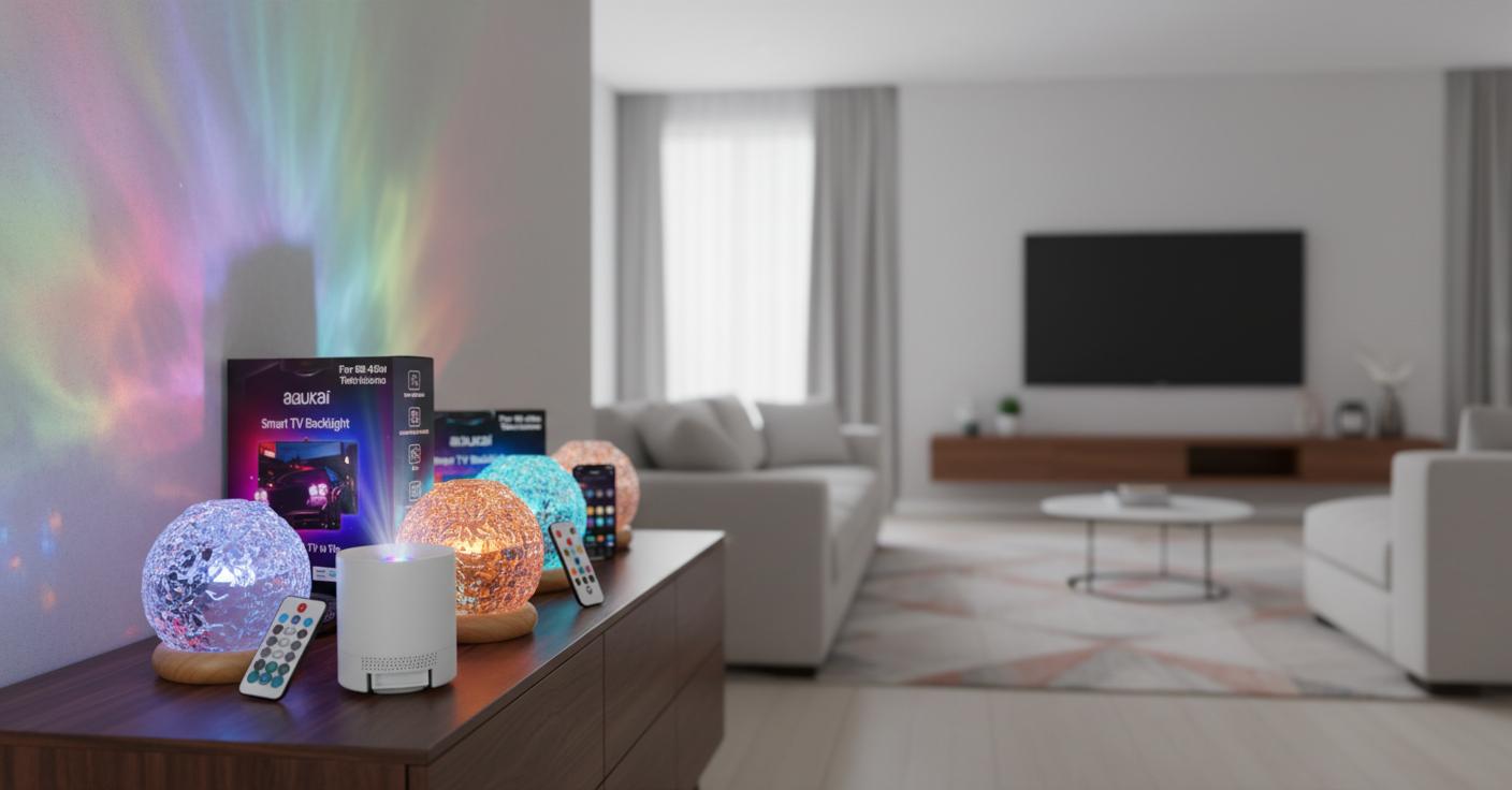 Best Ambient Backlight Projector - Soothing Ocean Wave Ambiance, Customizable Colors, Gentle Rotation