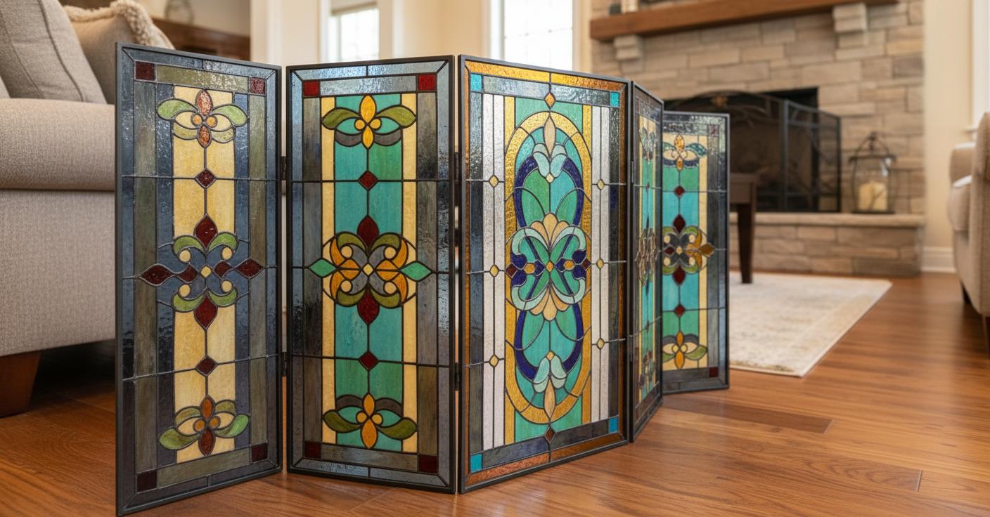 Best Artisanal Mosaic Tile Fireplace Screen - Enhancing Fireplace Safety, Elegant Bronze Design, Superior Craftsmanship