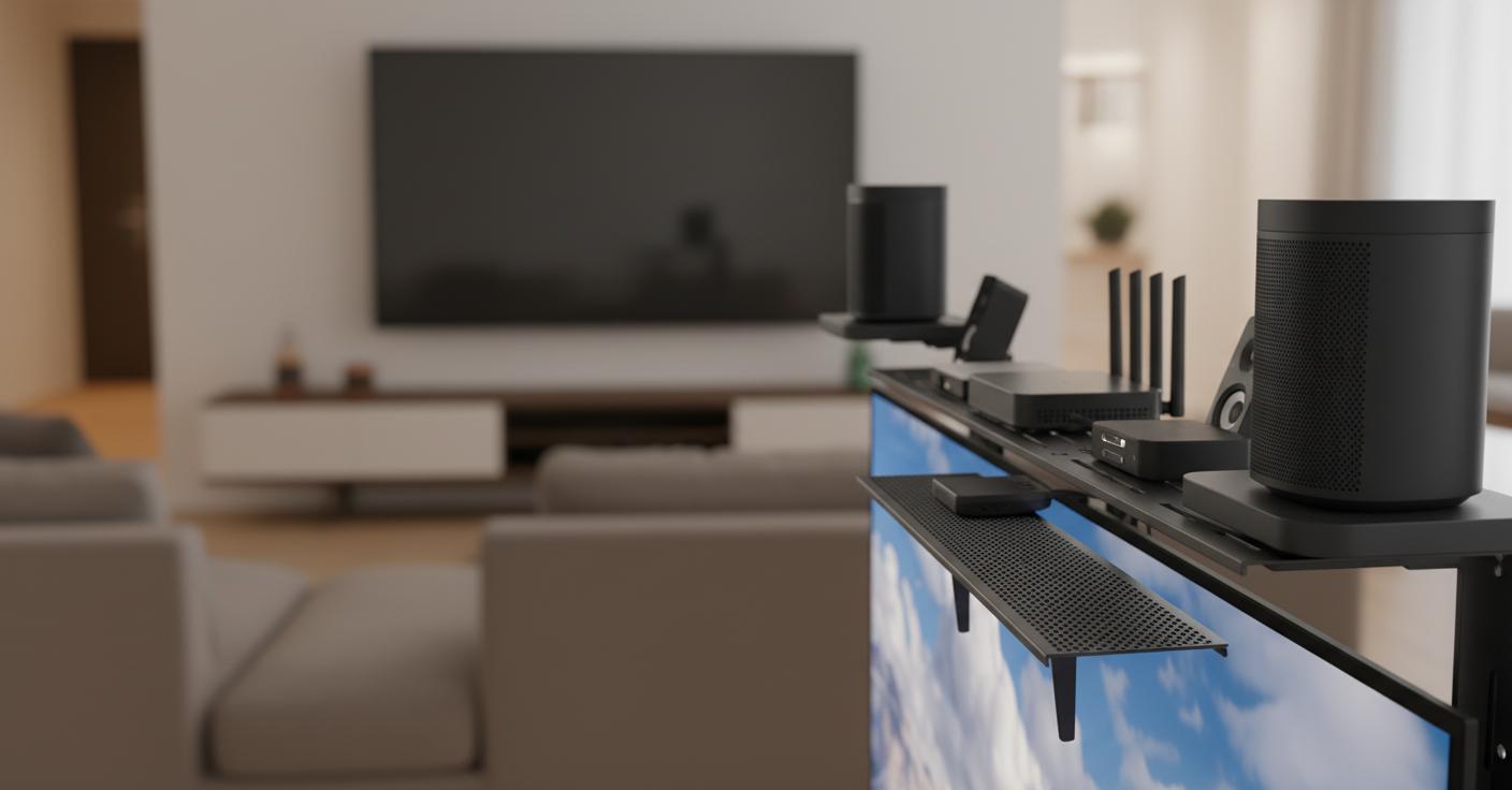 Best Built-in Speaker Media Shelf - Space-saving, Versatile Wall-mounted Design, Enhanced Sound Integration