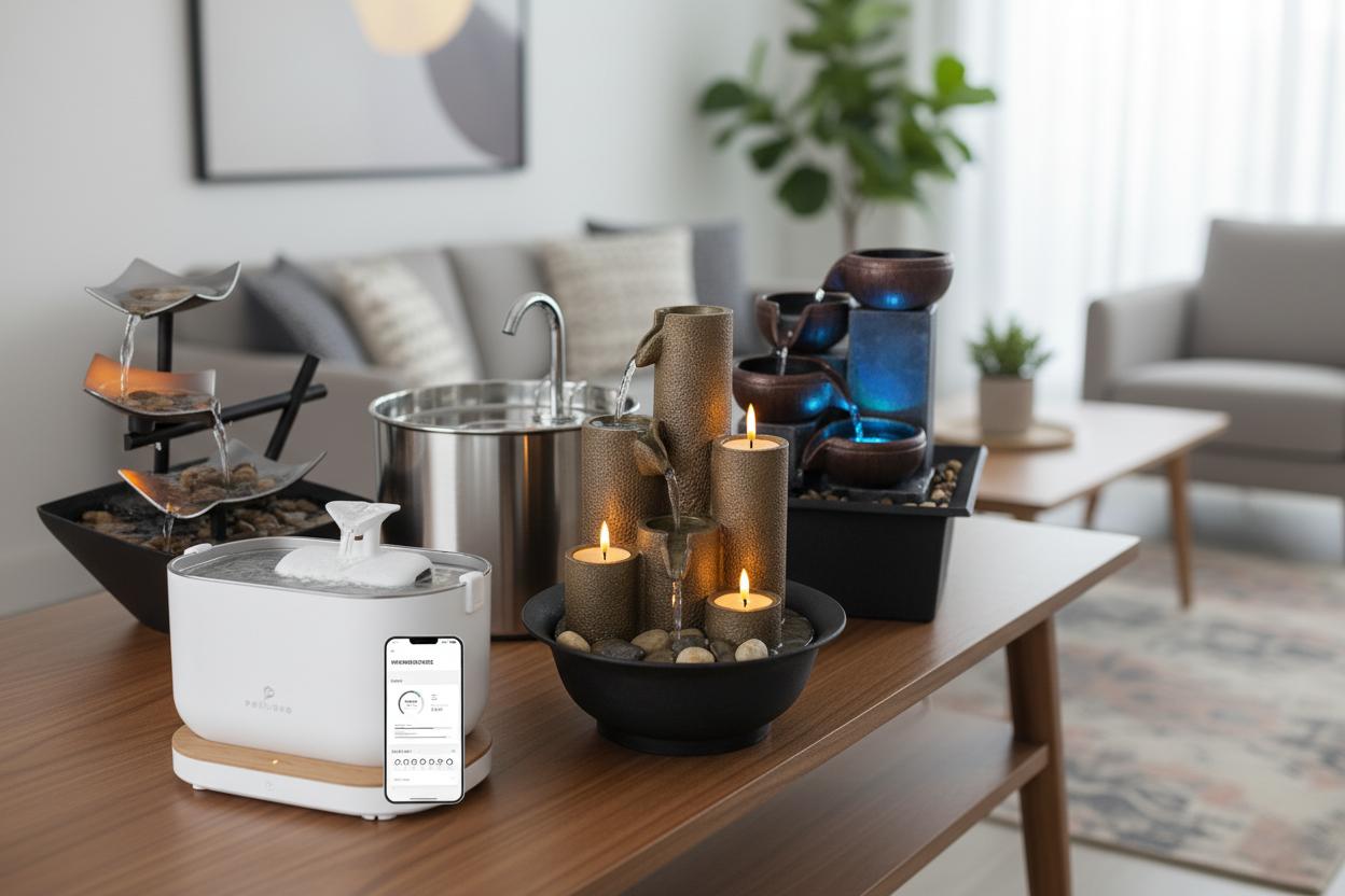 Best Compact Indoor Water Fountain - Calming Ambiance, Soothing Water Sounds, Space-Saving Design