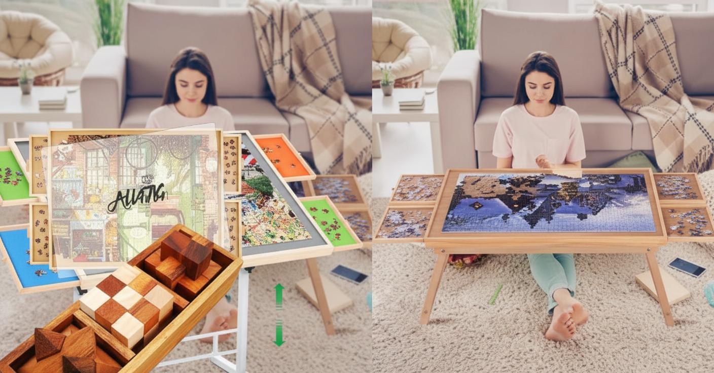 Best Convertible Puzzle Coffee Table - Organized Storage, Portable Design, Easy-to-Use Features