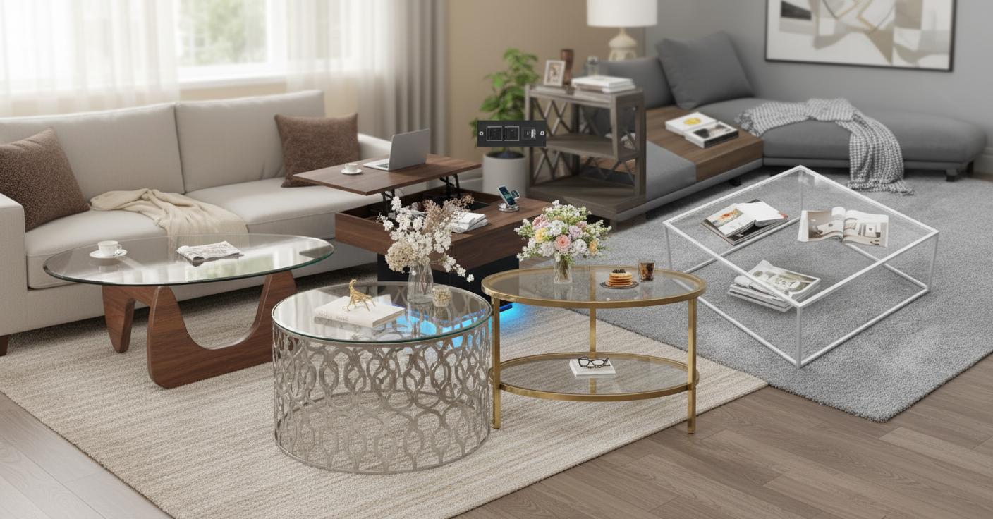 Best Floating LED Coffee Table - Sleek Modern Design, Stylish Glass Top, Elegant Walnut Finish