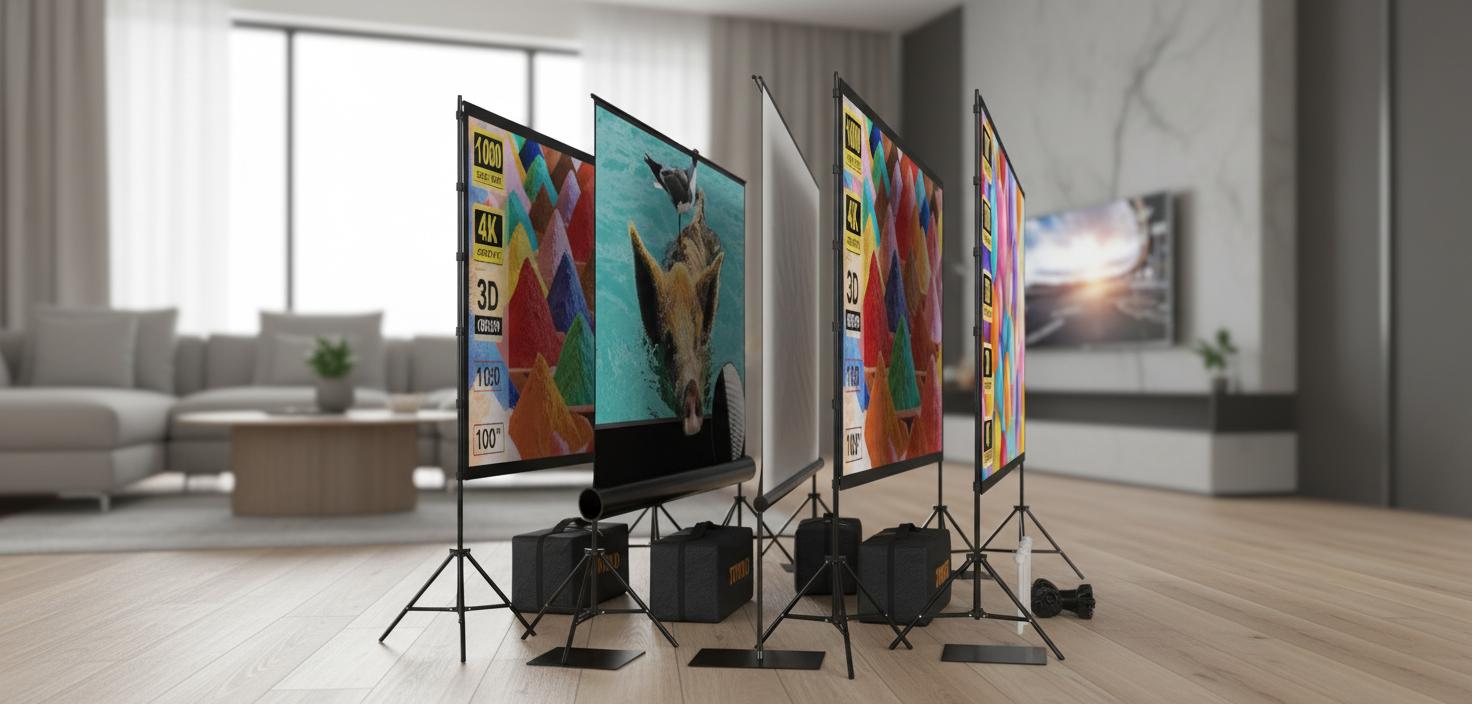 Best Foldable Projector Screen Cabinet - Lightweight, Portable, Anti-Crease with Black Backing