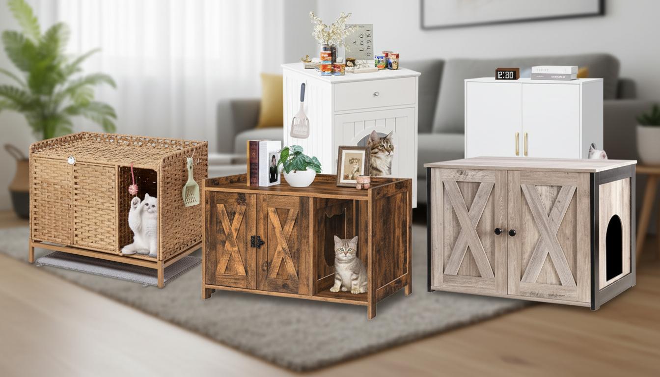 Best Hidden Litter Box Side Table - Stylish Design, Discreet Functionality, and Space-Saving Solution