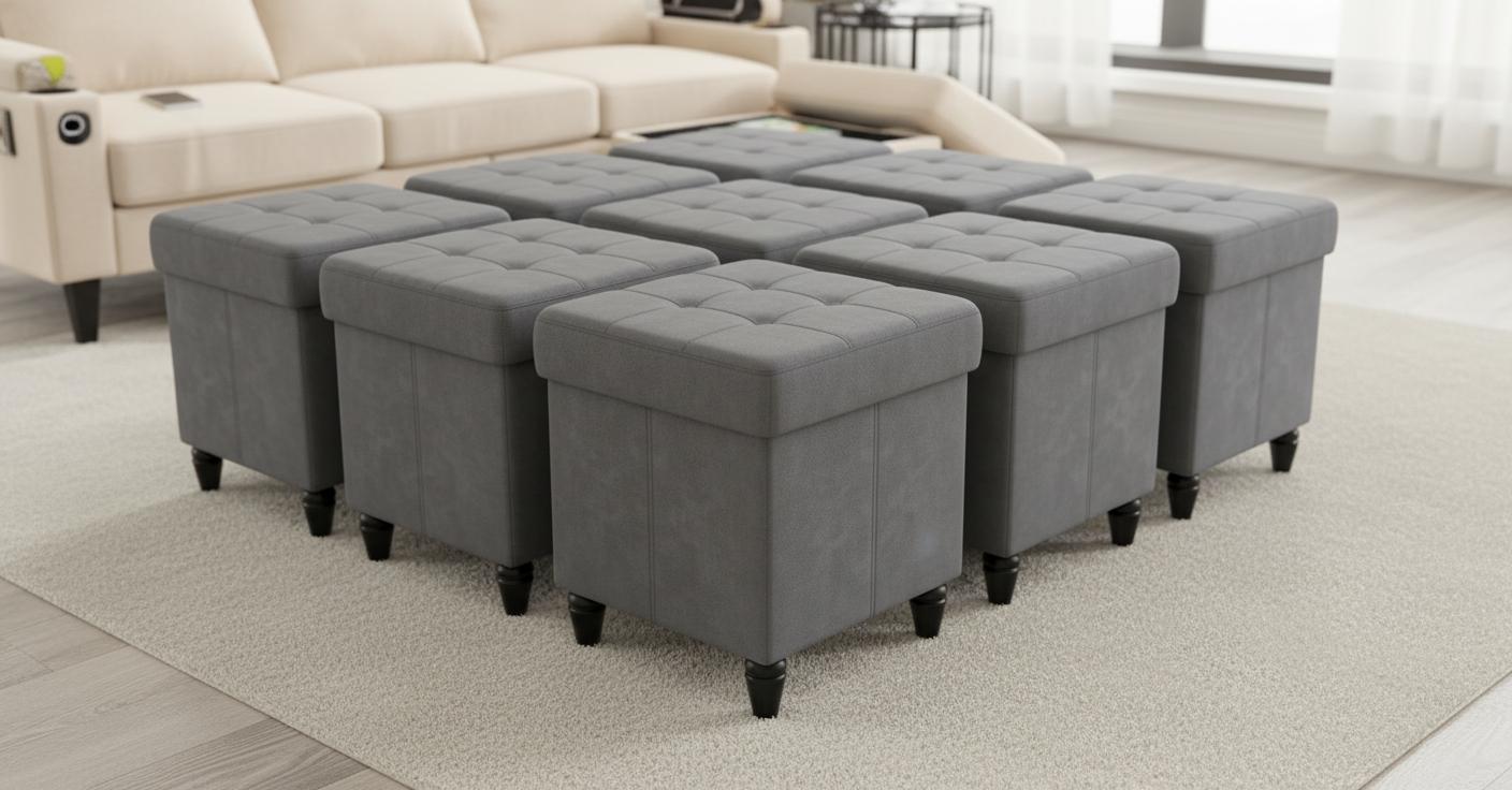 Best Hidden Storage Ottoman with USB Ports - Maximizing Living Space, Stylish Foldable Design, Convenient Charging Features
