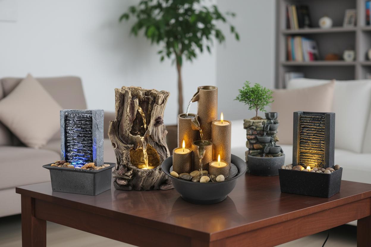 Best Indoor Water Fountain Lamp - Soothing Ambiance, LED Lighting, Tiered Water Flow