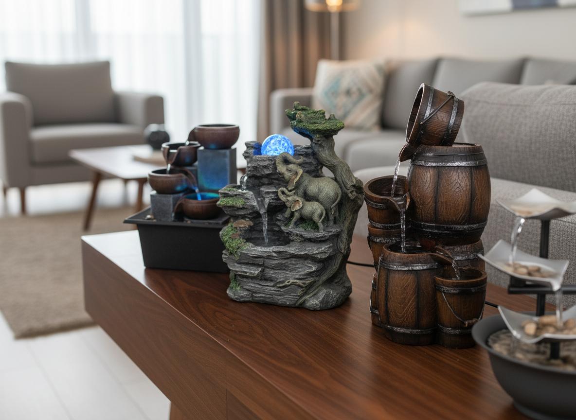 Best Indoor Water Fountain Sculpture - Calming Ambiance, Natural Rocks, Color-Changing LED Lights