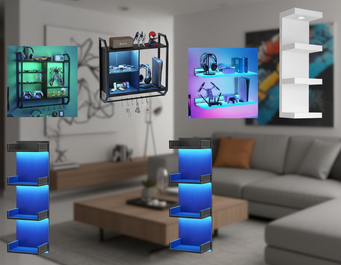 Best LED-lit Floating Display Shelves - Stylish Illumination, Adjustable Hanging, Gamer-Friendly Design