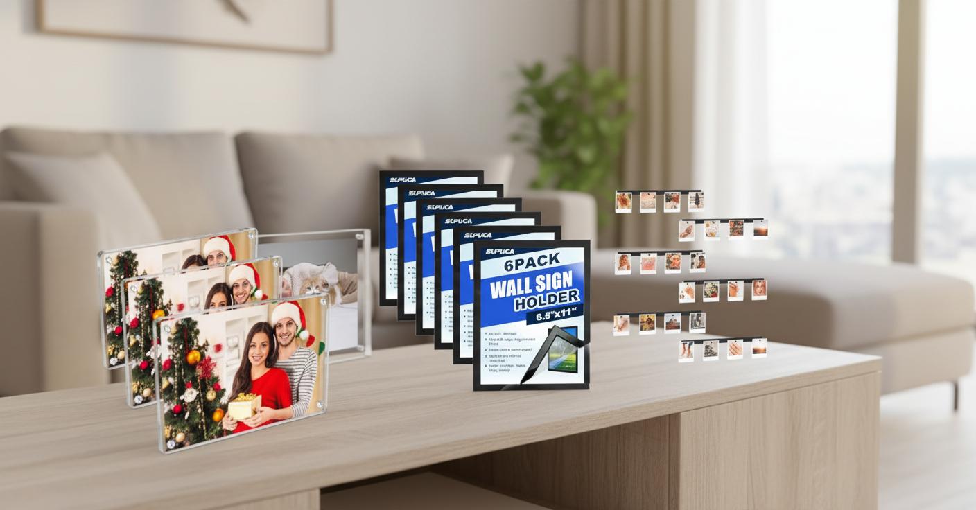 Best Magnetic Photo Display Frame - durable double-sided acrylic, strong refrigerator magnet, easy instant photo showcase