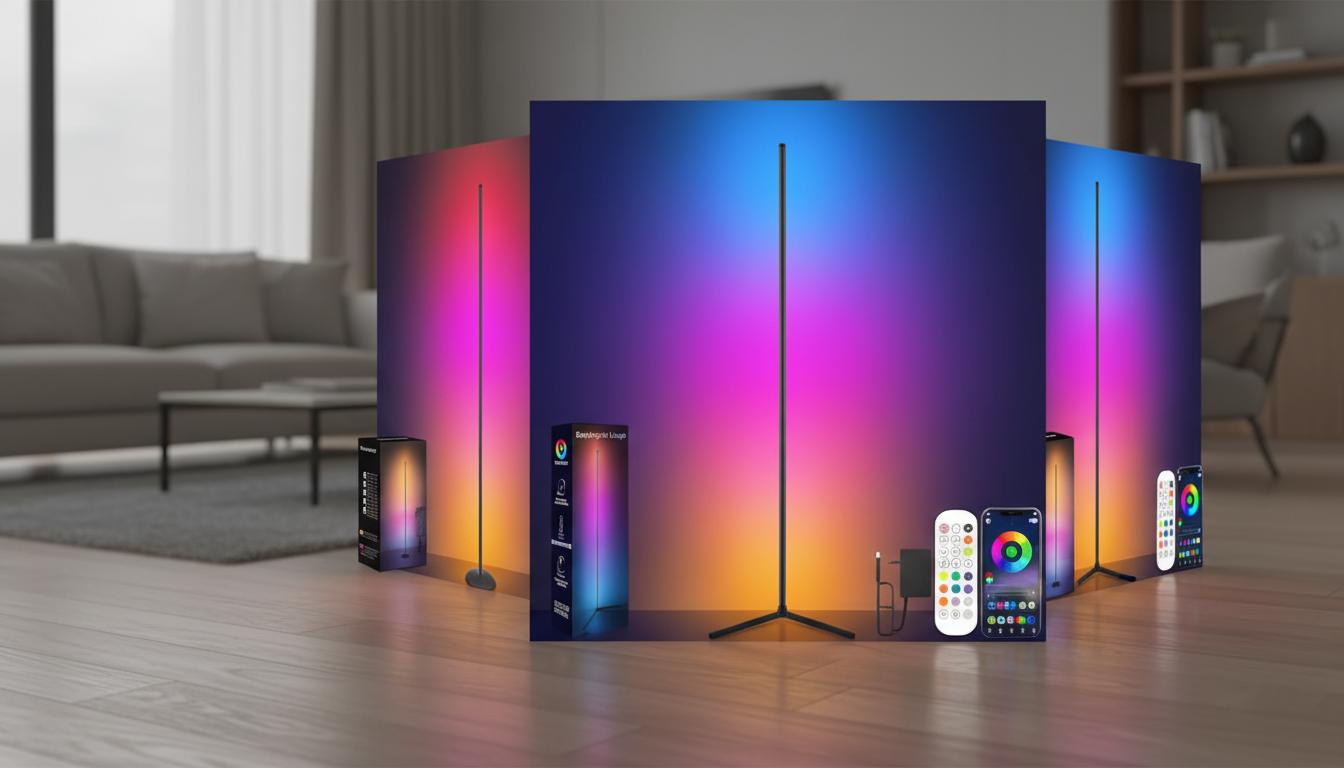 Best Rechargeable LED Floor Lamp - Vibrant Ambiance, Customizable Colors, Music Synchronization