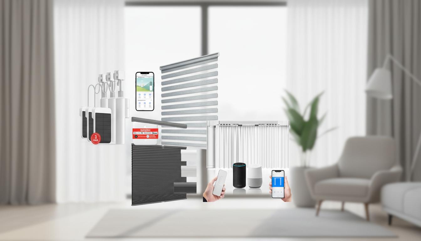 Best Remote-Controlled Motorized Curtain System - Effortless Solar-Powered Automation, Voice Control, and Group Management