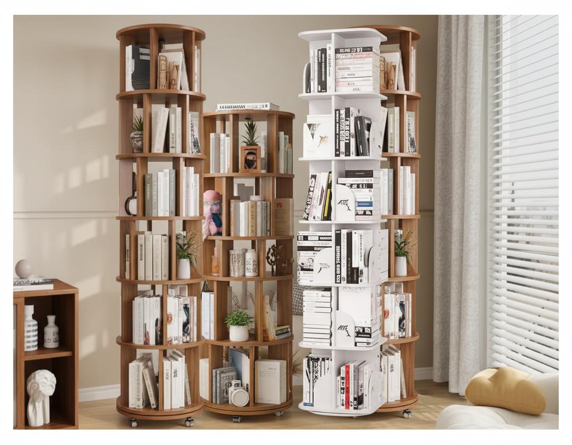 Best Rotating Bookshelf Tower - Space-Saving, 360-Degree Rotation, and Compact Storage