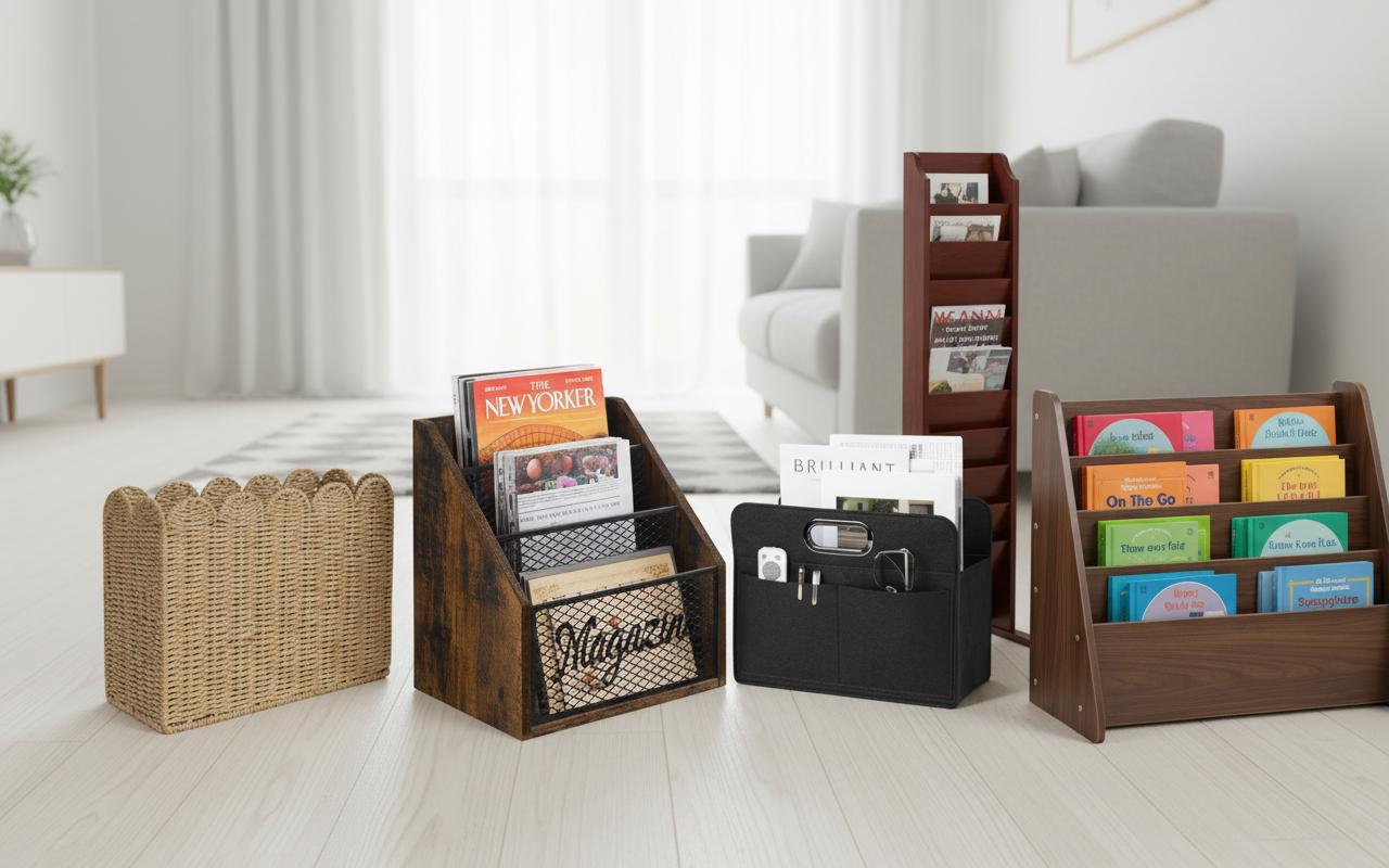 Best Scandinavian Felt Magazine Rack - Stylish Boho Farmhouse Design, Durable Felt Material, Functional Organization
