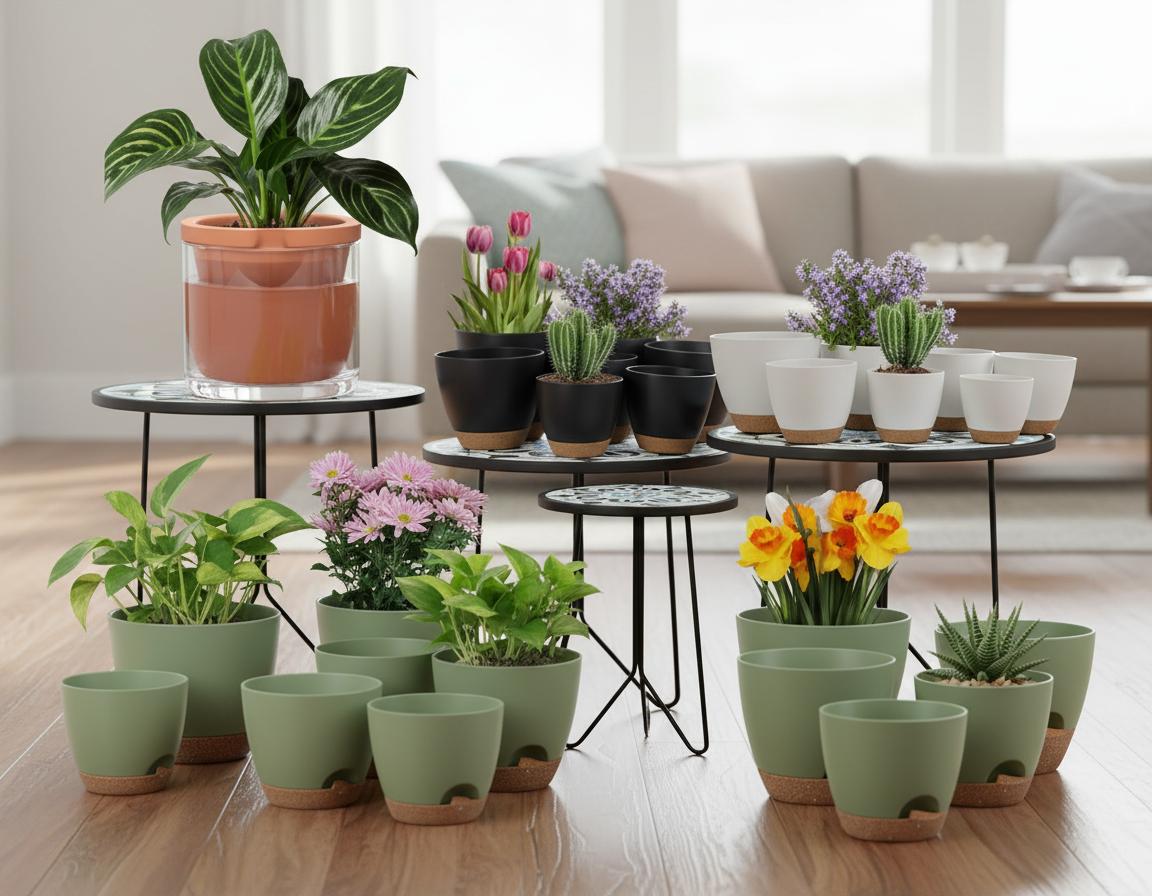Best Self-Watering Side Table Planter - Hassle-Free Watering, Stylish Terracotta Design, Ideal for Indoor Plant Lovers