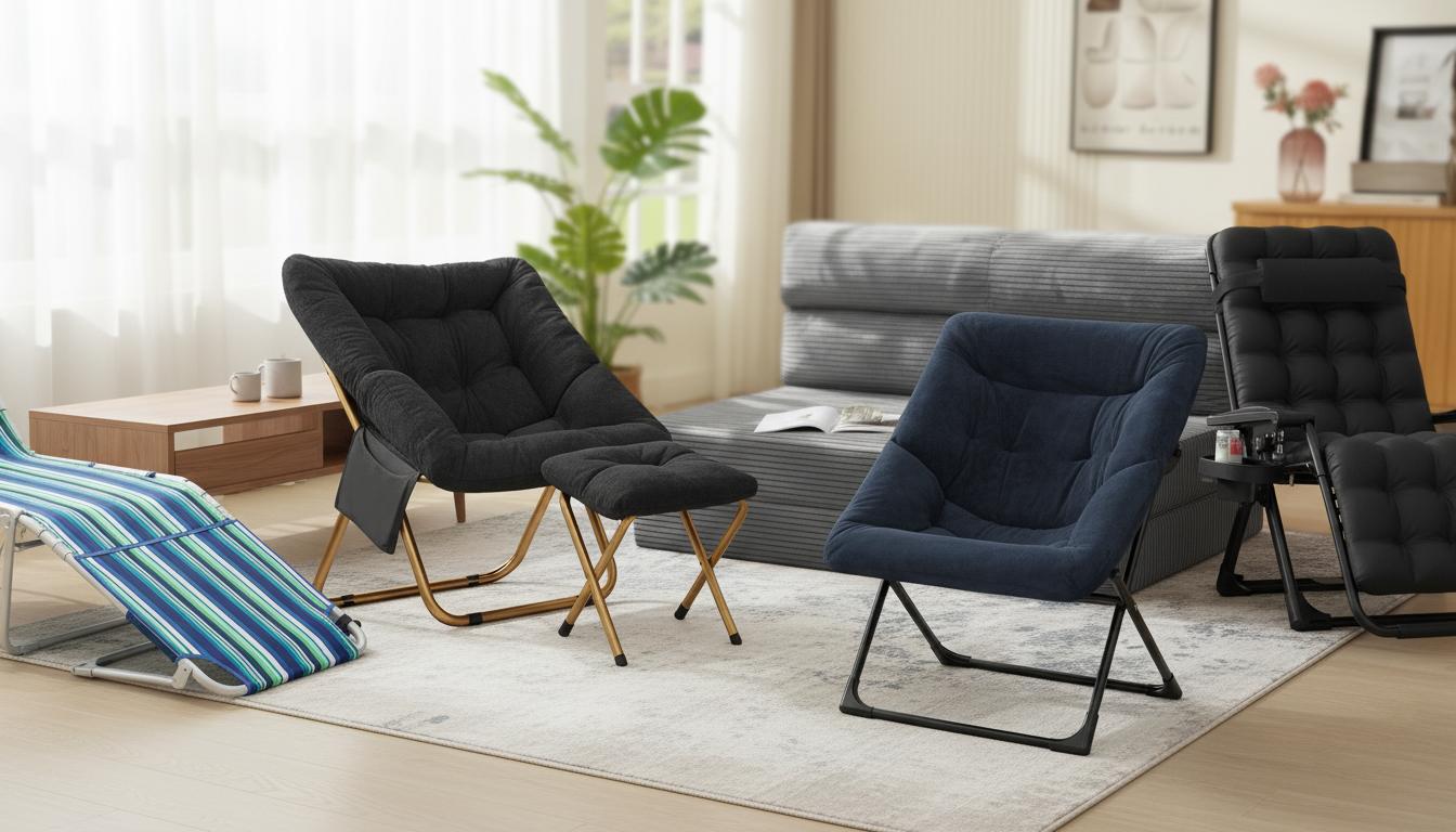 Best Space-saving Folding Lounge Chair - Outdoor Relaxation, Versatile Reclining, Convenient Side Table