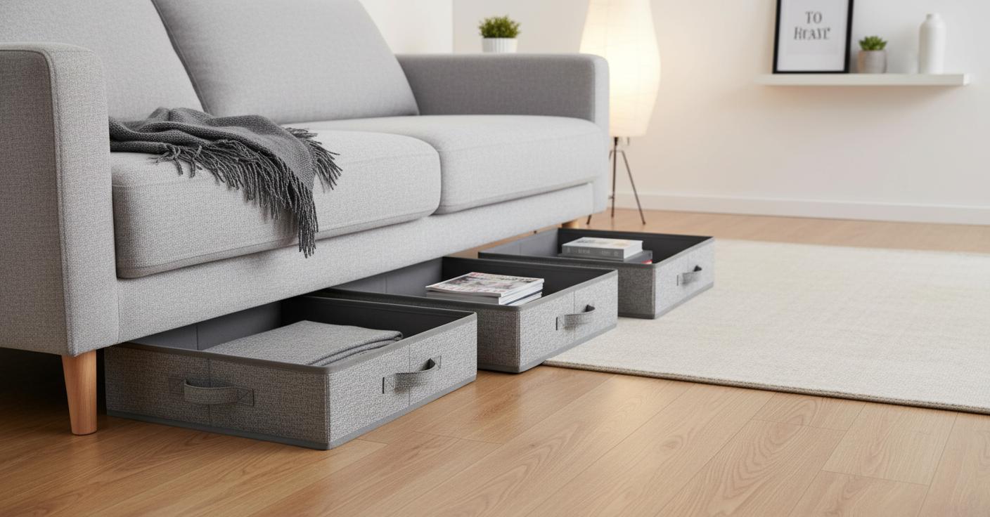 Best Under-Sofa Storage Trays - Slim Design, Sturdy Construction and Maximized Space Utilization