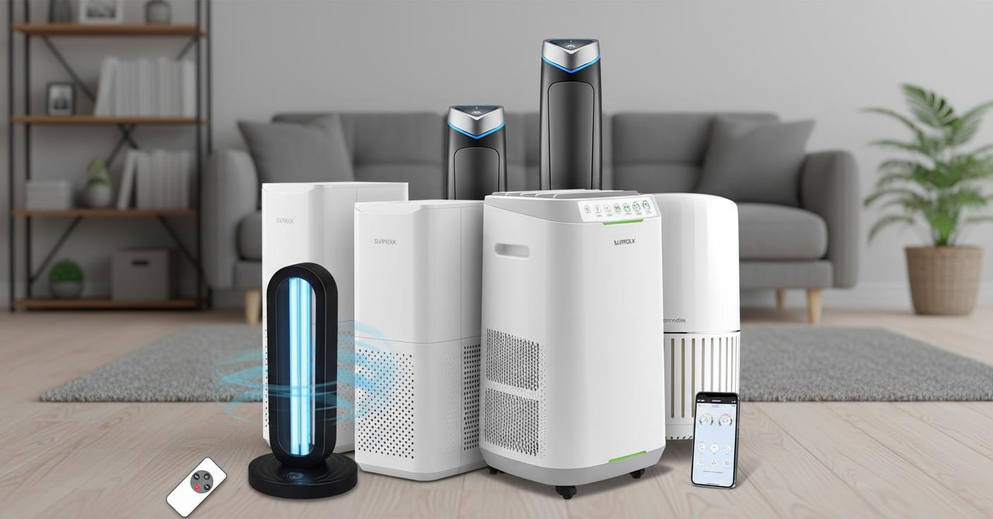 Best UV-C Air Purifying Tower - Enhances Home Air Quality, Reduces Allergens, Ideal for Large Bedrooms