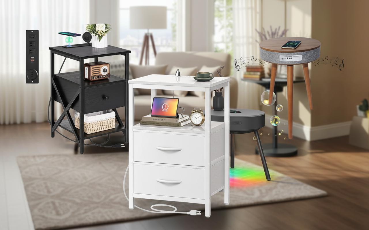 Best Wireless Charging End Table - Convenient Bedside Charging, Organized Storage, and Stylish Design